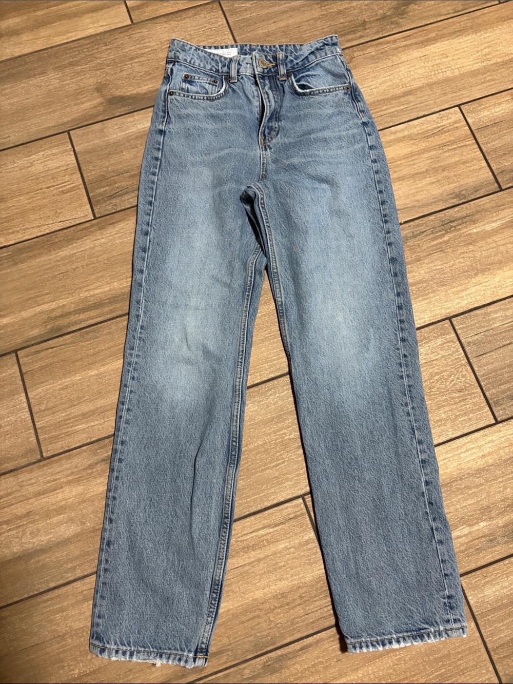 ZARA Classic High-Rise Straight Leg Jeans - Light Blue - Picture 1 of 5